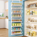 SNTD 8 Tiers Over the Door Organizer, 17" W x 6" D x 69" H, White | Pantry Door Organizers and Storage, Height Adjustable Spice Rack, Dense Mesh Baskets, Anti-Swing, Adjustable Door Fastener by SNTD