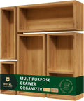 ROYAL CRAFT WOOD Premium Carbonized Bamboo Decorative Boxes - Drawer Organizer Set (5-Piece) – Wood Storage Boxes for Kitchen, Bathroom, Office & Makeup by ROYALCRAFTWOOD