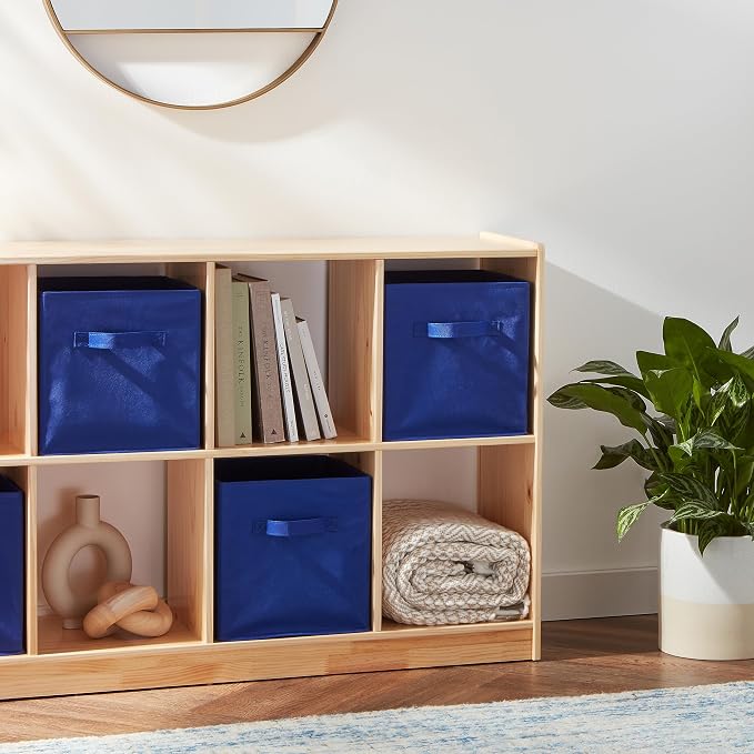 Amazon Basics Collapsible Fabric Storage Bins with Handles, Cube Organizer for Home Organization, 10.5"x10.5"x11", Navy, 6 Count (Pack of 5) - Image 9
