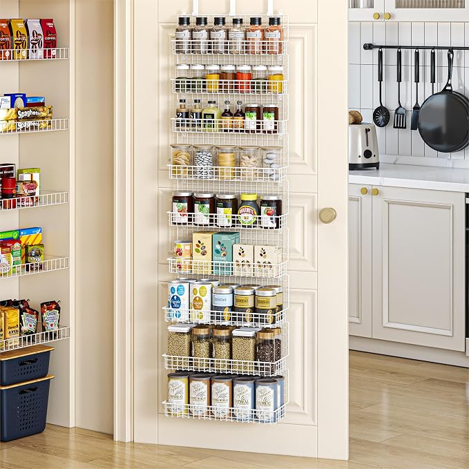 JKsmart 9-Tier Spice Rack Organizer with Door Hook, Wall Mount, and Extra Large Capacity for Pantry – Stylish White Design for Effortless Organization, Ultimate Kitchen Storage Solution - Image 5