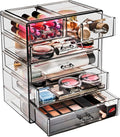Sorbus Acrylic Makeup Organizer Set, 6-Drawer Vanity & Countertop Cosmetic Storage with Small & Wide Drawers, Black Jewel Makeup Storage for Brushes, Lipsticks, Jewelry, Holiday Gift for Women & Teens by Sorbus