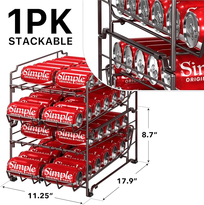 Simple Houseware Dual Row Front Loading Stackable Can Dispenser, Bronze - Image 2