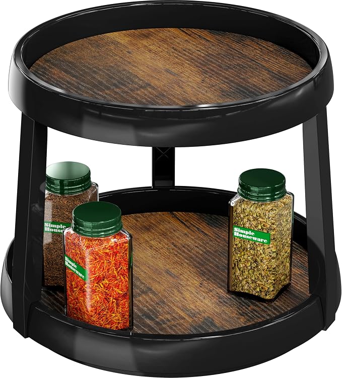 Simple Houseware 2-Tier Lazy Susan Spice Organizer, 10-Inch, Rustic Brown by SimpleHouseware