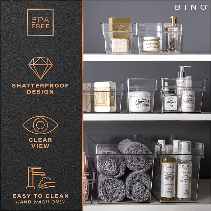 BINO | Plastic Storage Bins, Medium | THE HANDLER COLLECTION | Multipurpose Organizer Bins | Kitchen Pantry Organizers and Storage | Clear Containers for Organizing Home | Freezer Organizer - Image 5