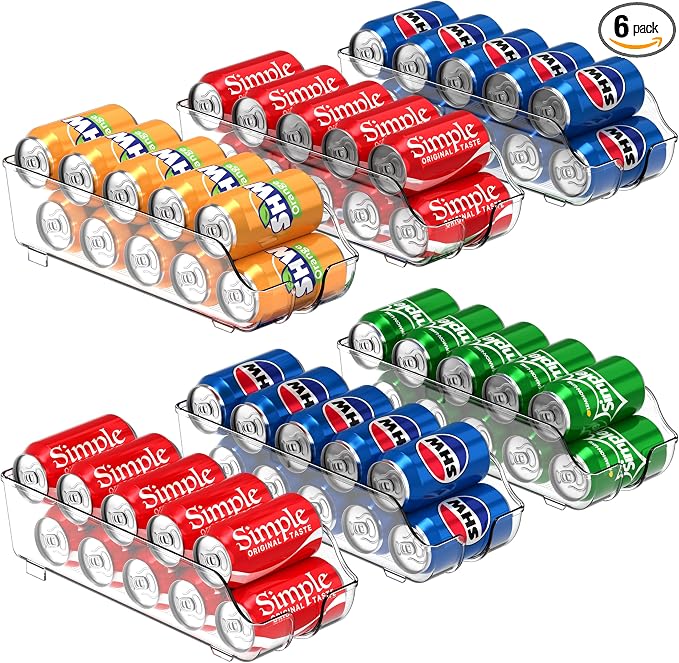 Simple Houseware Soda Can Organizer Dispenser Refrigerator/Pantry, Set of 6 | Clear by SimpleHouseware