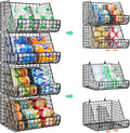Stackable Soda Can Organizer Stores Up to 72 Cans, 4-Pack Can Storage Organizer for Pantry Shelves, 4-Tier Kitchen Can Holders with 4 Adjustable Dividers, Wire Drink Organizer for Pantry Cabinet Shelf by Lyuwanxian
