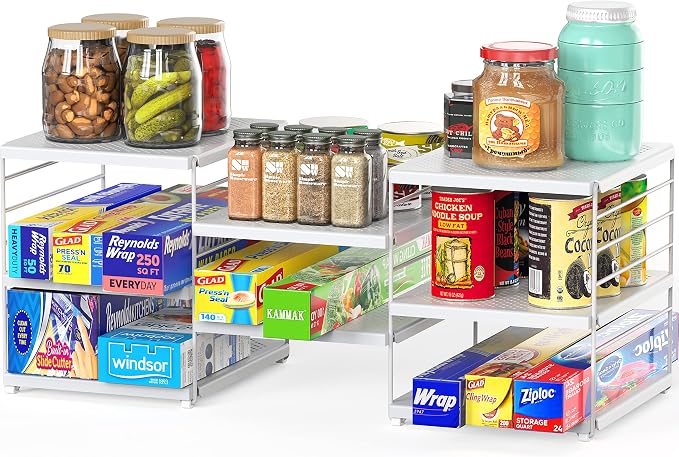 Simple Houseware Expendable Kitchen Counter Shelf Organizer, White, Plastic, 23.2" L x 9.8" W x 8.7" H | 23.2" L x 9.8" W x 8.7" H by SimpleHouseware