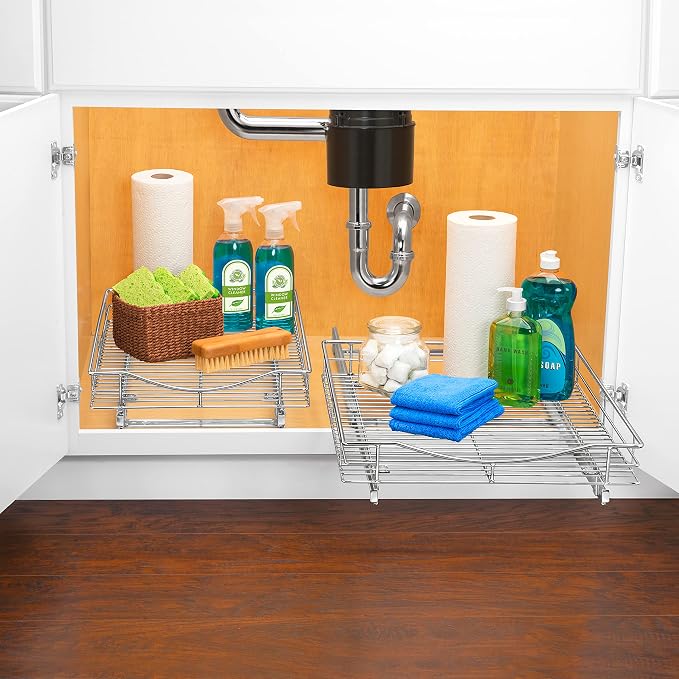 LYNK PROFESSIONAL® Pull Out Cabinet Organizer, Kitchen Slide Out Drawer | 14W x 18D chrome rollout shelf creates easy-access storage for cookware, pantry items and kitchen essentials inside cabinets - Image 6