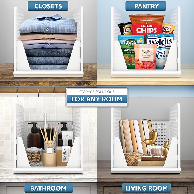 Sorbus Stackable Shelf Organizer Baskets – Plastic Closet Organizer for Clothes, Pantry, Bathroom, Kitchen & Garage – Open Front Storage Bins for Cabinets, Countertops & Under Shelf Organization - Image 4