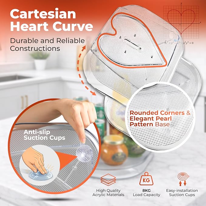 Oizeir Refrigerator Lazy Susan (2PK) - Clear Rectangular Fridge Organizer - Turntable Tray Lazy Susan for Refrigerator - Cabinet & Pantry Organizer - Smooth 360° Rotating Swivel Spinning Fridge Shelf - Image 5