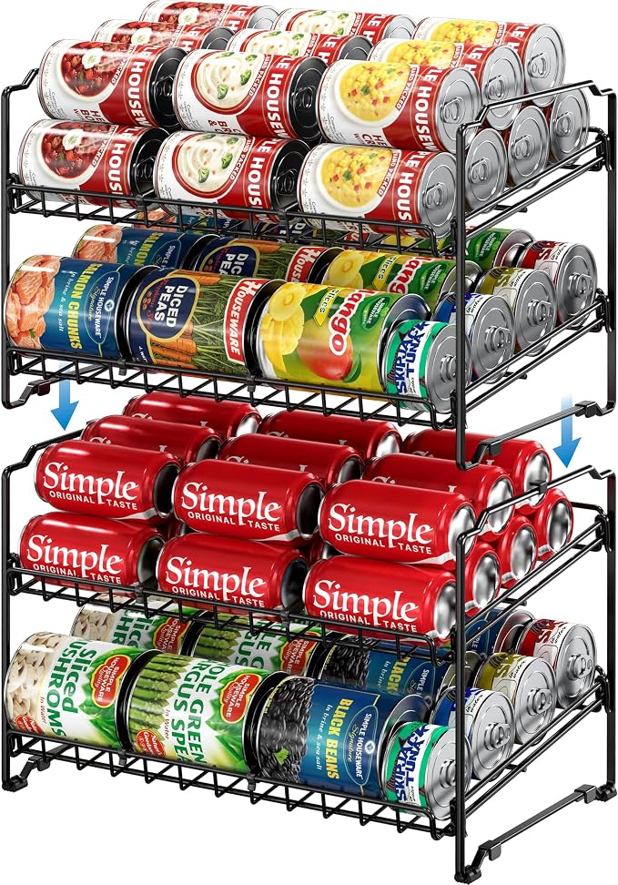 Simple Houseware 2 Tier Stackable Can Rack, Black, 2 Pack by SimpleHouseware