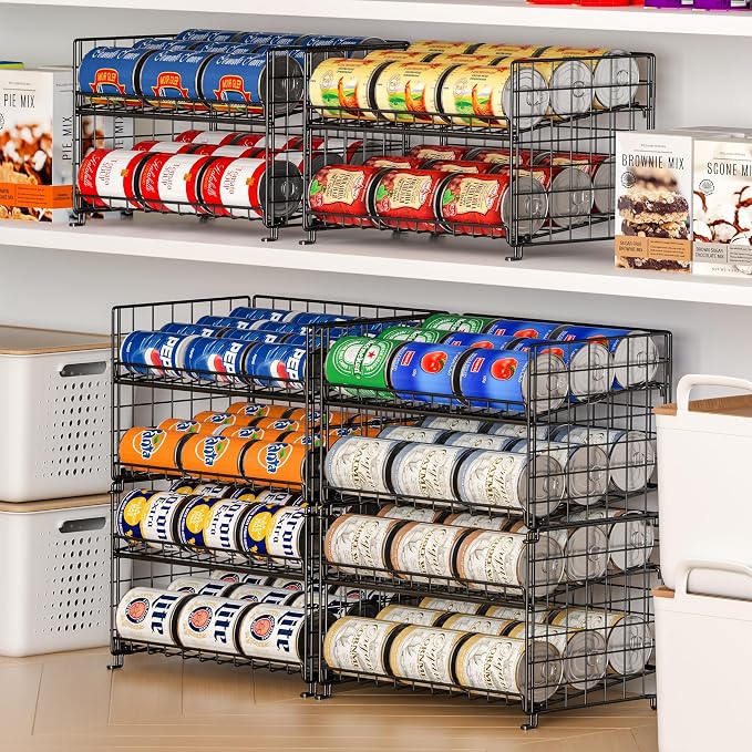 2-Pack Stackable Rack Organizer, Storage for Kitchen Pantry Cabinet, Holders for Food, Multifunctional Dispenser for Snacks Soda - Image 2