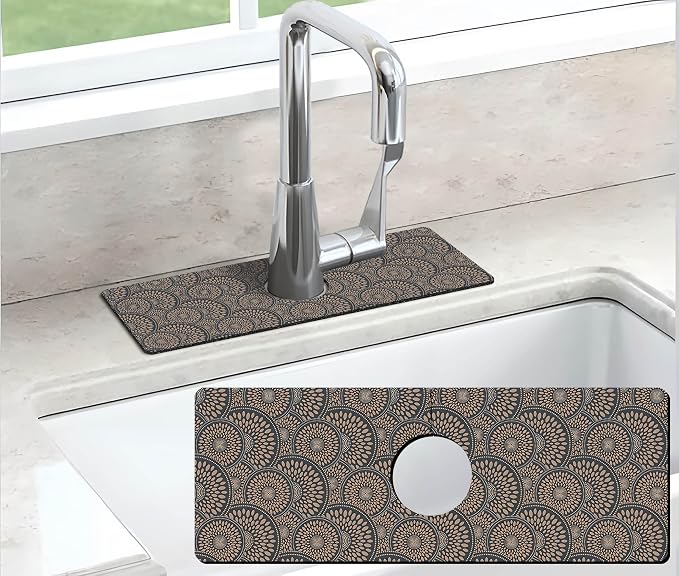 Kitchen Sink Splash Guard Faucet Mat Super Absorbent Fast Drying Mat Sink Gadgets Splash Guard Behind Faucet Drip Catcher for Kitchen (Grey, 15x5.5in) - Image 6