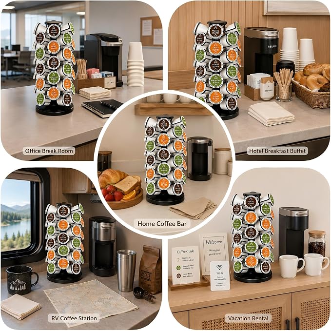 Coffee Pod Holder for 40 Pods, K Cup Holder Organizer with Weighted Base | Heavy-Duty Steel,Smooth & Quiet 360°Rotation,Easy Access,No Assembly Required,Space-Saving for Coffee Stations & Countertops - Image 8