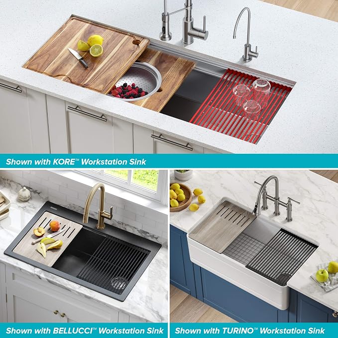 Kraus Multipurpose Workstation Sink Roll-Up Dish Drying Rack, Colander and Trivet in Dark Grey, KRM-11DG - Image 8
