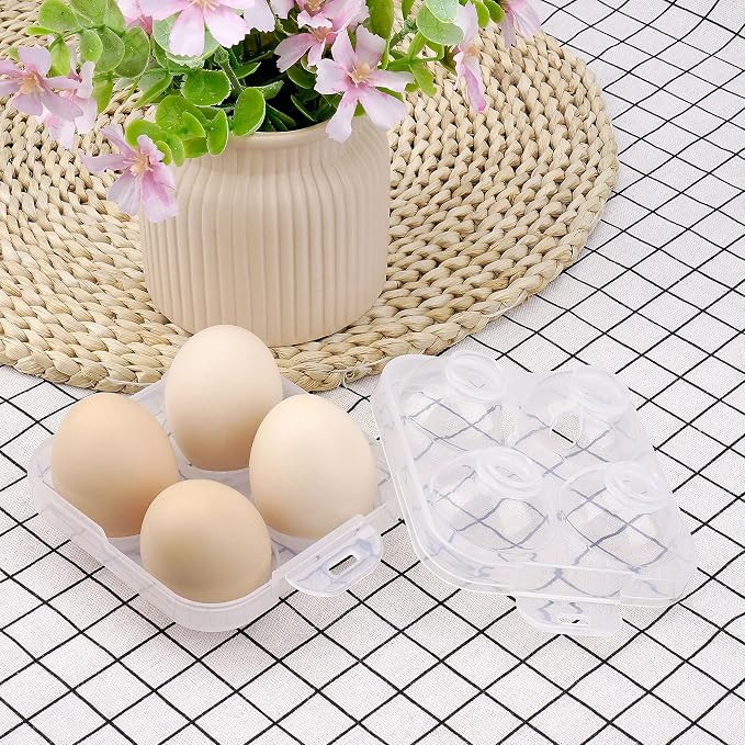 4 Girds E Holder Conggtainer, Plastic Egg Storage Box Shockproof Protection, Portable Egg Tray Carriage Dispenser for Refrigerator Camping Picnic Travel Kitchen Outdoor (Transparent 2 Pcs) - Image 5