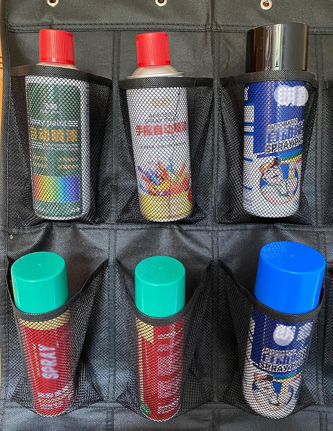 Spray Paint Can Holder Storage Rack,Wall Mounted Metal Paint Bottle Organizer,24 Can aerosol can holder,for Garage and Craft Workroom Bottle Organizer, Wall Mount Aerosol Holder - Image 6