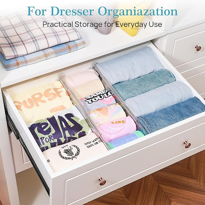 Vtopmart 4" Regular Upgrade Drawer Divider for Clothes, 12.8"-22.3" 12 Pack | Expandable Dresser Drawer Organizer, Clear Separator, Baby Clothing, Underwear, Cosmetics, Toiletries Storage, Space Saving - Image 5