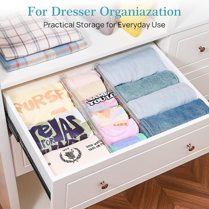 Vtopmart 4" Regular Upgrade Drawer Dividers for Clothes, 12.8"-22.3" 8 Pack | Expandable Dresser Drawer Organizer, Clear Separator, Baby Clothing, Underwear, Cosmetics, Toiletries Storage, Space Saving - Image 5