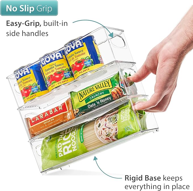 Sorbus Stackable Refrigerator Organizer Bins - Set of 4 Clear Storage Bins for Kitchen Pantry, Freezer & Fridge Organization - Food Organizing Plastic Containers with Handles for Countertops & Drawers - Image 5
