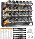 Spice Rack Organizer for Cabinet with 28 Spice Jars, 386 Spice Labels, Magnetic Spice Rack for Refrigerator, Seasoning Organizer for Countertop, Kitchen, Pantry, 13.2" W x 9.8" H, Black by UVIAHOMIHOMEORGANIZER