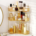 Corner Bathroom Counter Organizer Bathroom Countertop Shelf Makeup Organizer for Vanity Perfume Tray for Corner Storage (3 Tiers, Gold) by Weidace
