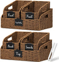 Wicker Baskets for Organizing, Pantry Baskets with Built-in Handles, Handwoven Large Storage Basket - Paper Storage Bins for Shelves, 3 Pack, Brown - 2 Set by Unknown
