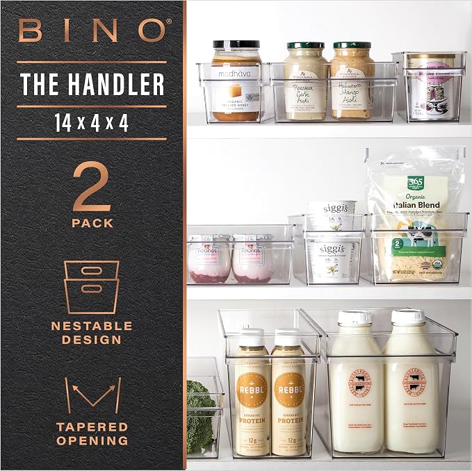 BINO | Plastic Storage Bins, Small | THE HANDLER COLLECTION | Multipurpose Organizer Bins | Kitchen Pantry Organizers and Storage | Clear Containers for Organizing Home | Freezer Organizer - Image 2