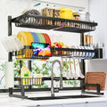 ADBIU Over The Sink Dish Drying Rack (Expandable Height and Length) Snap-On Design 2 Tier Large Dish Rack 31-39.4L x 12W x 34-38H inches by ADBIU