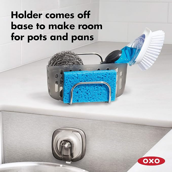 OXO Good Grips Stronghold Suction Sinkware Organizer, Sponge Holder | Sink Caddy, Suctions To Inside of Sink, Holds Sponges and Dish Cleaning Tools, Ideal for Keeping Counters Neat - Image 2