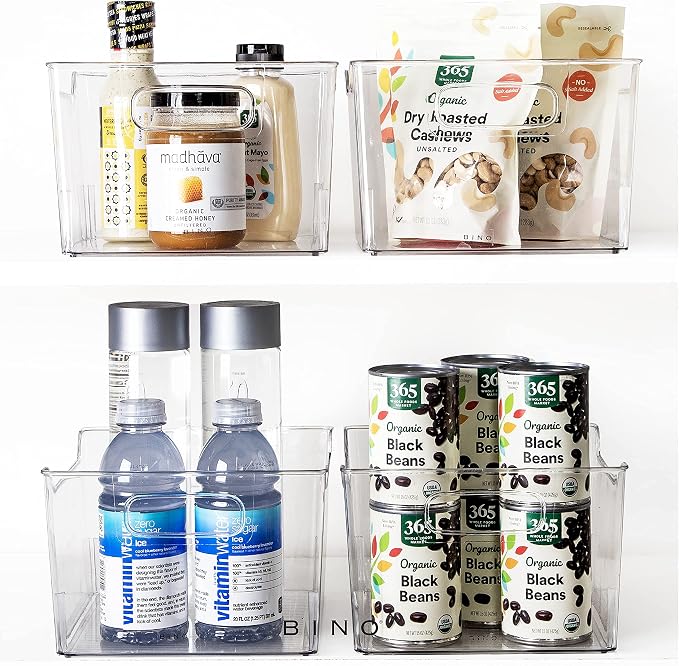 BINO | Clear Storage Organizer | THE LODGE COLLECTION | Containers for Organizing with Handles| Pantry & Kitchen Organization | Fridge Organizer | Bathroom Organizer | Storage Bins For Shelves Cabinet - Image 8
