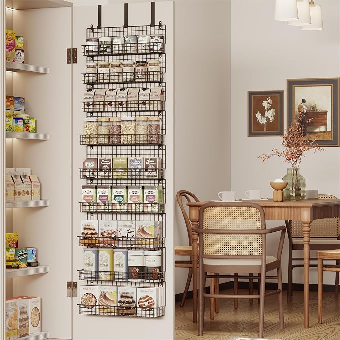 JKsmart 9-Tier Spice Rack Organizer with Door Hook, Wall Mount, and Extra Large Capacity for Pantry Door – Stylish Black Design for Effortless Organization, Ultimate Kitchen Storage Solution - Image 3