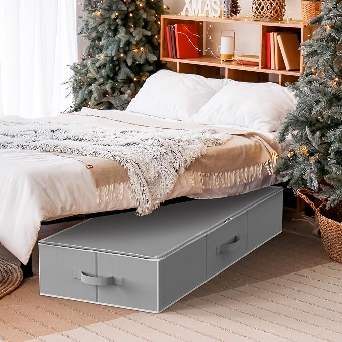 Simple Houseware 41.5" Wrapping Paper Organizer, Fits 40 Rolls, Gray | Adjustable Straps, Interior Divider for Ribbons & Bows, 3 Clear Pockets for Gift Bags & Tools, 41.5"L x 16"W - Image 7
