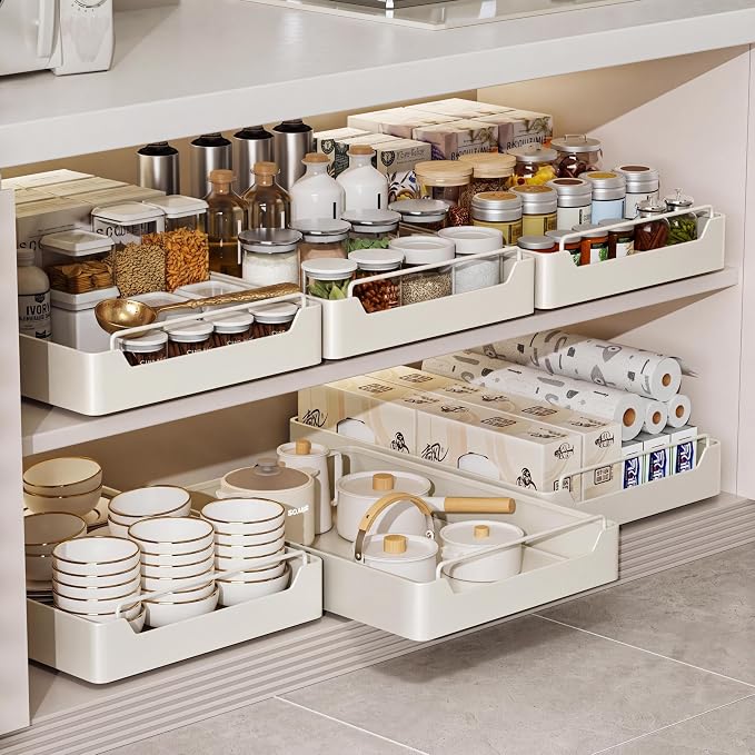 Garvee 15.7'' Pull Out Cabinet Organizer Fixed with Adhesive Durable Film,Sliding Drawers for Cabinets,No Drilling Required-Stainless Steel Material,Can Be Used for Cabinets, Bathroom Sinks by Garvee