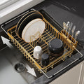 JASIWAY Gold Dish Drying Rack Over the Sink with Utensil Holder | Expandable Stainless Steel Dish Driainers for Small Kitchen, Counter Space Saving, Fast Drain, Rust Resistant, For Apartment by JASIWAY