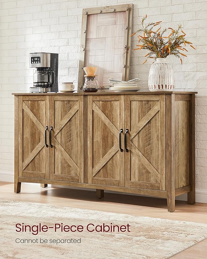 VASAGLE Buffet Cabinet, Coffee Bar, Adjustable Shelf | Sideboard Storage with Cable Hole, Honey Brown, LIRY Collection ULSC381T41 - Image 5