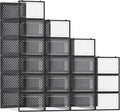 SONGMICS Shoe Boxes, Pack of 18 Shoe Storage Organizers, Stackable Clear Plastic Boxes for Closet, Sneakers, 13.1 x 9.1 x 5.6 Inches, Transparent and Black ULSP18SBKV1 by Unknown