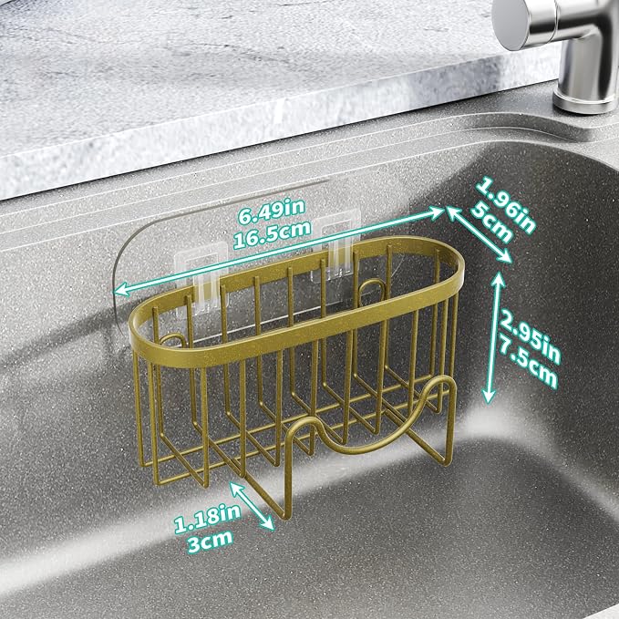 HapiRm Sponge Holder for Kitchen Sink - Unique M-Shaped Sink Caddy | Multifunctional, 2 Installation Ways, Rustproof Stainless Steel Kitchen Organizers and Storage Essentials, Dark Gold - Image 6