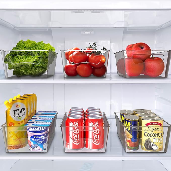 Simple Houseware 8 Pack Clear Fridge Storage Bins Organizer (12"x6.2"x3.4") | for Cabinet / Pantry / Refrigerator / Freezer / Kitchen - Image 3