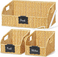 Pantry Organizers and Storage Basket for Organizing with Handles,Handwoven Large Wicker Baskets for Shelves - Waterproof Plastic Storage Bins, Boho Decorative, 3Pack, Natural by Unknown