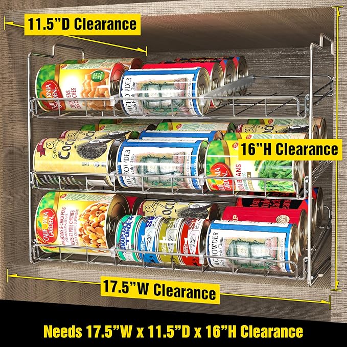 Deco Brothers Stackable Can Rack Organizer Holds Up to 36 Cans, Chrome | for Kitchen and Pantry - Image 4