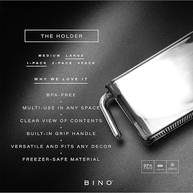 BINO | Clear Storage Organizer | THE HOLDER COLLECTION | Clear Containers for Organizing with Built-in Handles | Pantry Organization and Storage | Fridge Organizer | Smart Storage Bin Cabinet | Large - Image 2