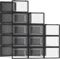 SONGMICS Shoe Boxes, Pack of 12 Shoe Storage Organizers, Stackable Clear Plastic Boxes for Closet, Sneakers, 13.1 x 9.1 x 5.6 Inches, Transparent and Black ULSP006B12 by Unknown