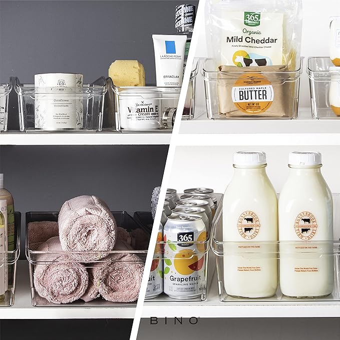 BINO | Plastic Storage Bins, Large | THE CURVE COLLECTION | Multi-Use Fridge / Freezer Organizer | Built-In Handle | BPA-Free | Pantry and Home Organization - Image 5