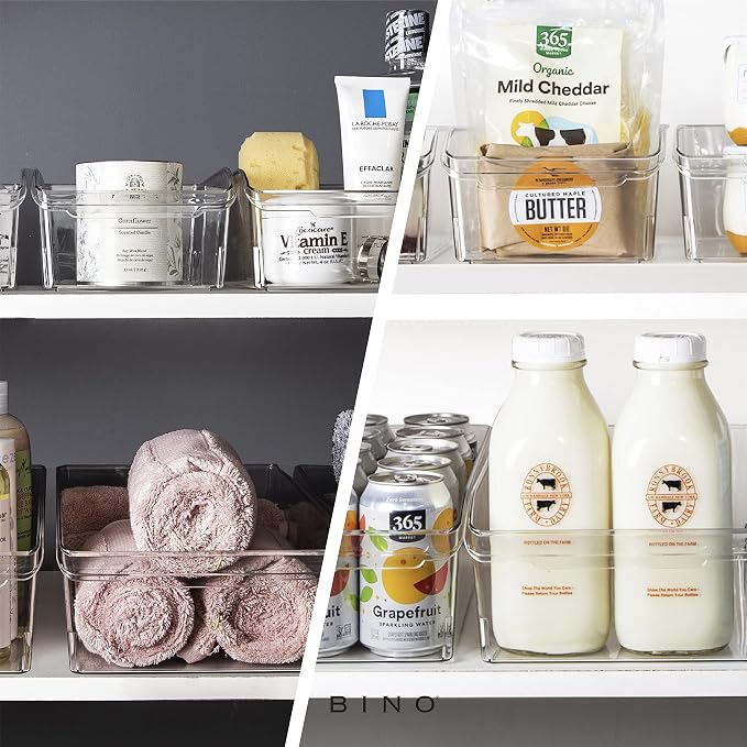 BINO | Plastic Storage Bins, Medium | THE CURVE COLLECTION | Multi-Use Organizer Bins | Storage Containers Kitchen, Pantry and Home Organization | Fridge Organizers | Pantry Organization and Storage - Image 5