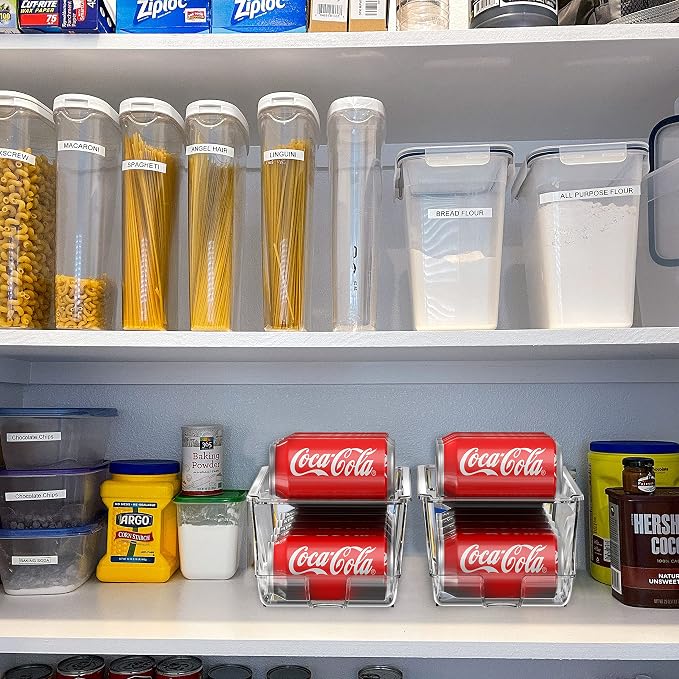 Simple Houseware 2-Pack Auto-Rolling Beverage Can Organizer for Fridge | Clear, Set of 2, Front-Loading Soda Dispenser with Smooth Glide Design, Space-Saving Refrigerator Storage Bins - Image 4