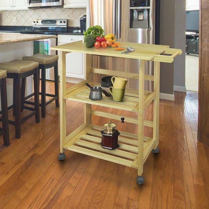 Casual Home Trek Folding Natural Kitchen Cart, 27"W (372-30) - Image 2