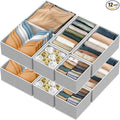 Simple Houseware Foldable Drawer Organizer Stocking Bin, Set of 12, Gray | Fabric Storage Bins for Clothes, Underwear, Bra, Panty, Socks, Onesies – Closet & Dresser Dividers for Home by SimpleHouseware