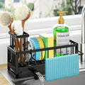 HapiRm Sponge Holder for Kitchen Sink - Self-draining Sink Caddy with Brush and Dishcloth Holders, Stainless Steel Kitchen Countertop Organizers and Storage Essentials - Black by HapiRm