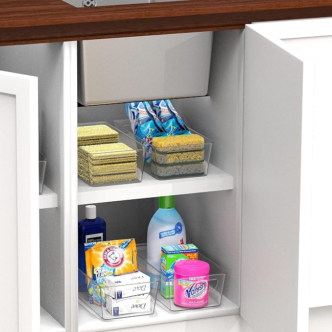 Simple Houseware 4 Pack Clear Fridge Storage Bins Organizer (12"x6.2"x3.4") | for Cabinet / Pantry / Refrigerator / Freezer / Kitchen - Image 6